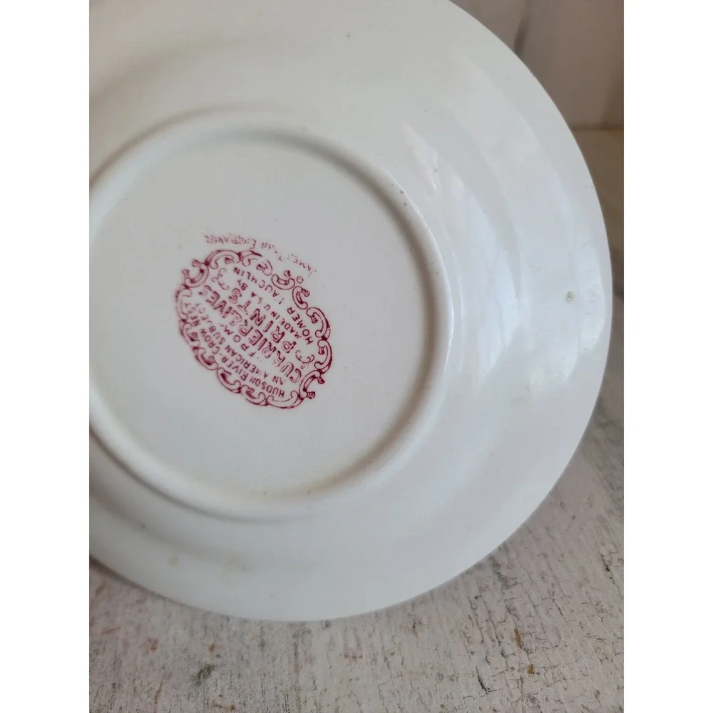 Red‎ Currier Ives Homer red sea ship sail plate dessert crow nest unique